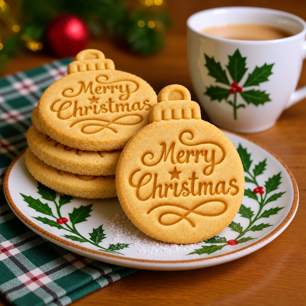 Merry Christmas Bauble Shaped Cookie Stamp TH10 171503