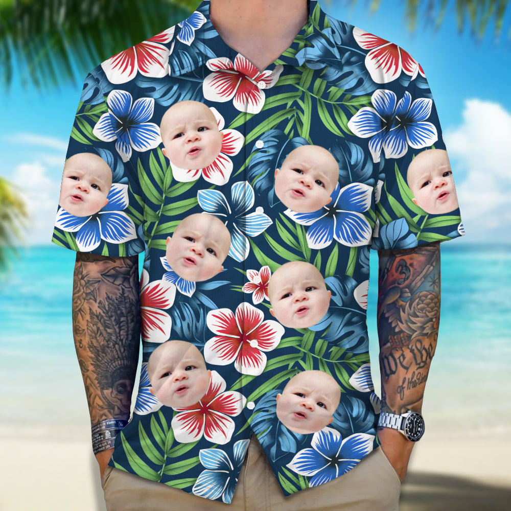 Custom Family Photo Colorful Tropical Hawaii Shirt TH10 892615