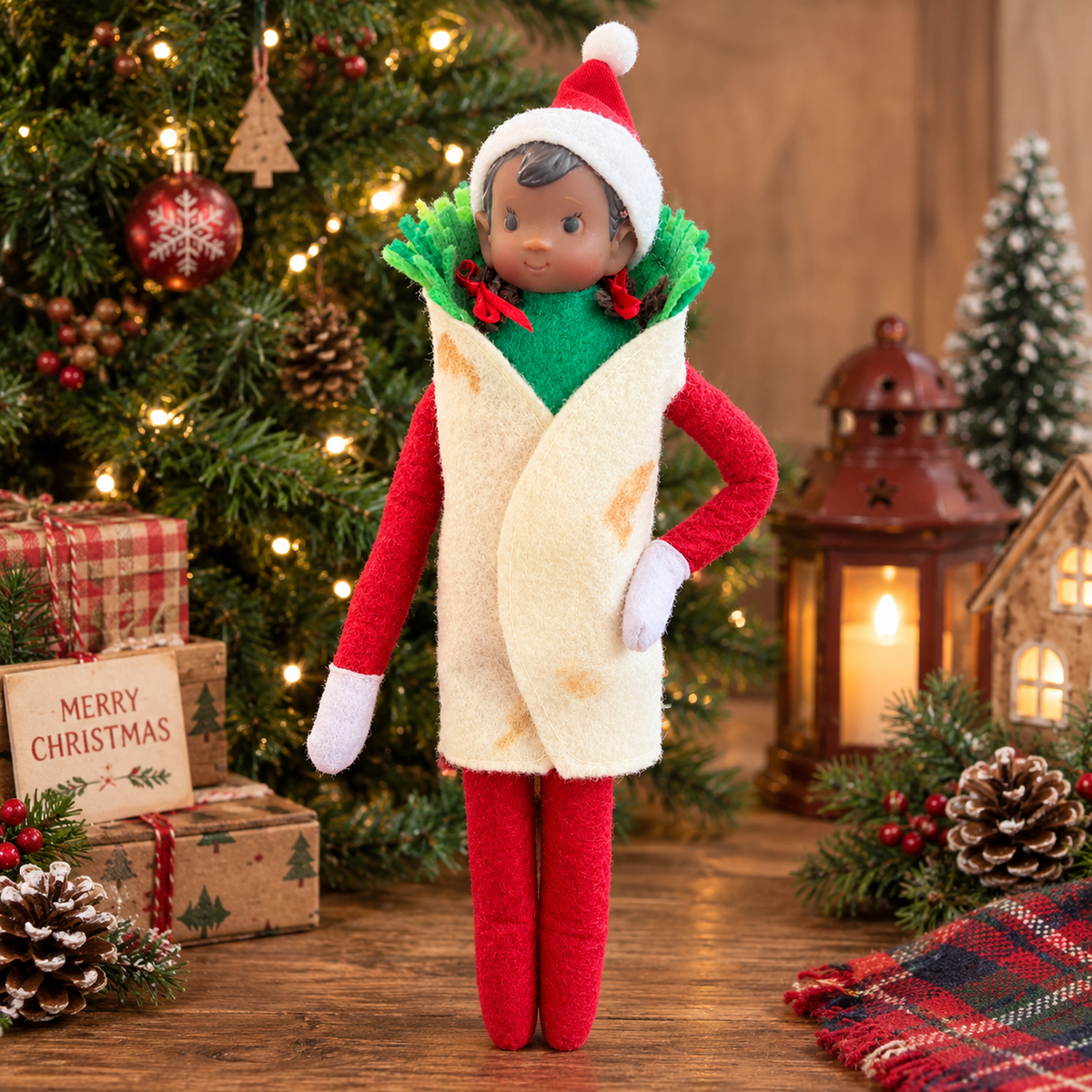 Taco Tuesday & Burrito Christmas Elf Costume, Props for Mexican Fiesta, Christmas Elf Accessory HO82 904060