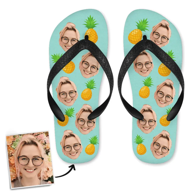 Custom Face Photo Pineapple Summer Flip Flop TH10 170023