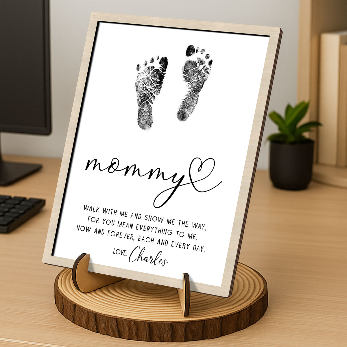 Personalized Walk With Me 2-Layered Wooden Plaque With Stand, Happy Mother's Day TH10 898915