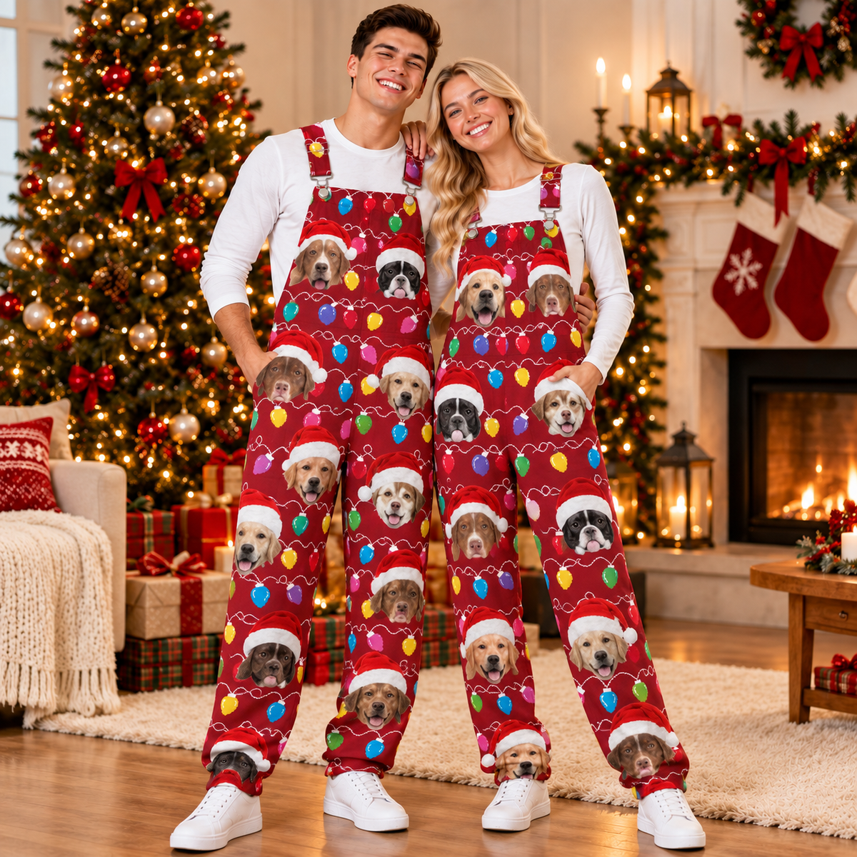 Custom Dog Cat Photo Christmas Overall Jumpsuit - Gift For Dog Cat Lovers HO82 903874