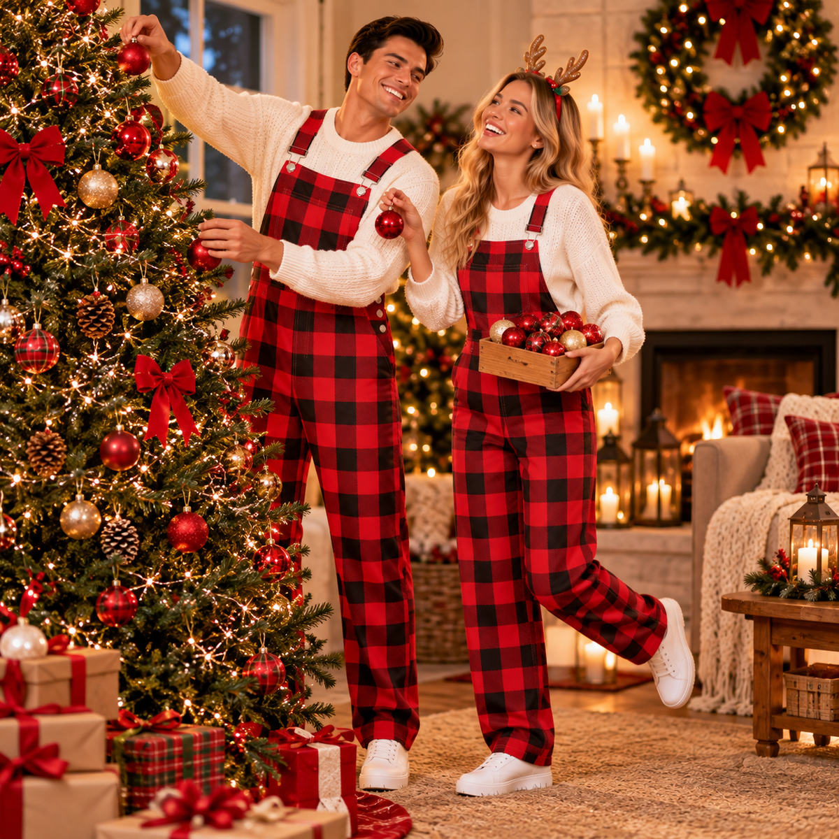 Personalized Christmas Caro Background Overall Jumpsuit - Best Christmas Gift For Your Loved One HO82 903878