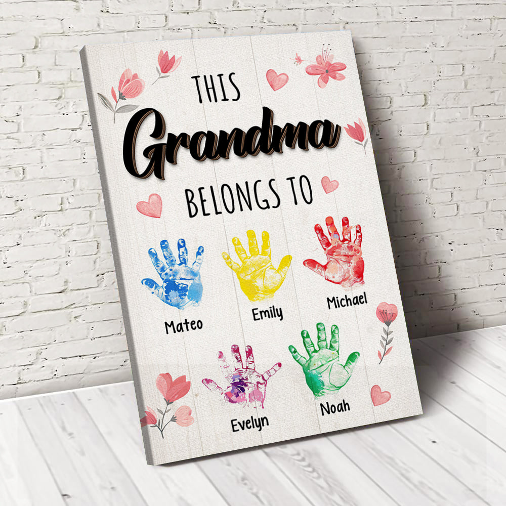 Custom Name This Mom Belongs To Kids Handprint Keepsake Poster Canvas, Personalized Gift for Mom TH10 169013