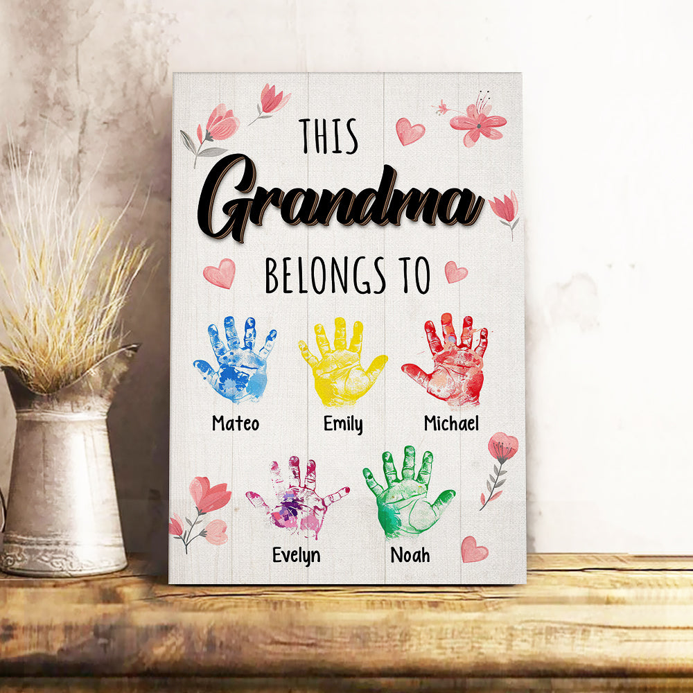 Custom Name This Mom Belongs To Kids Handprint Keepsake Poster Canvas, Personalized Gift for Mom TH10 169013