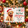Personalized Dog Photo First Christmas Rectangle Ornament Cute Puppy Watercolor Gift For Dog Mom Dad CH07 181168