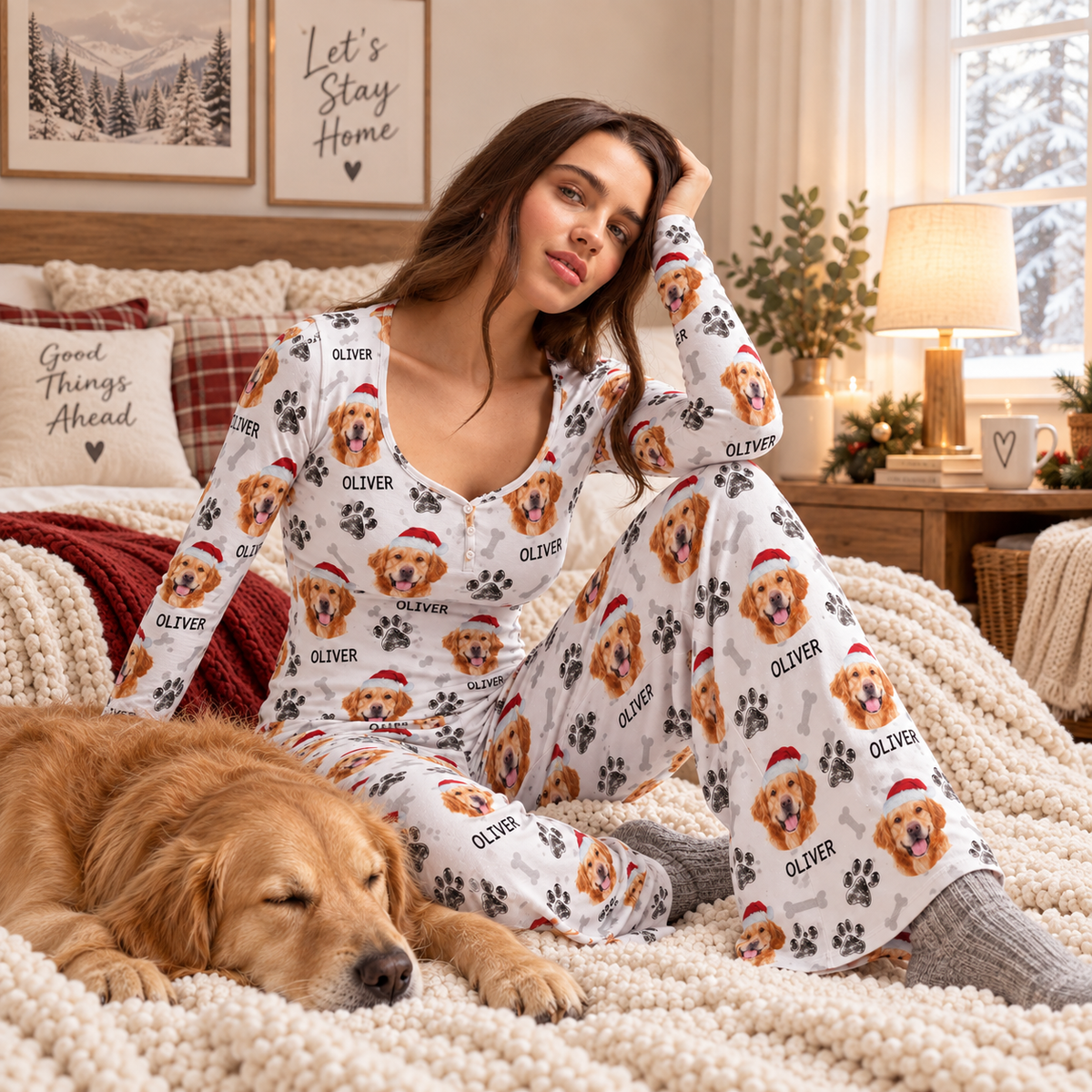 Custom Photo With Dog Cat Paw Women's Sleepwear HO82 903814