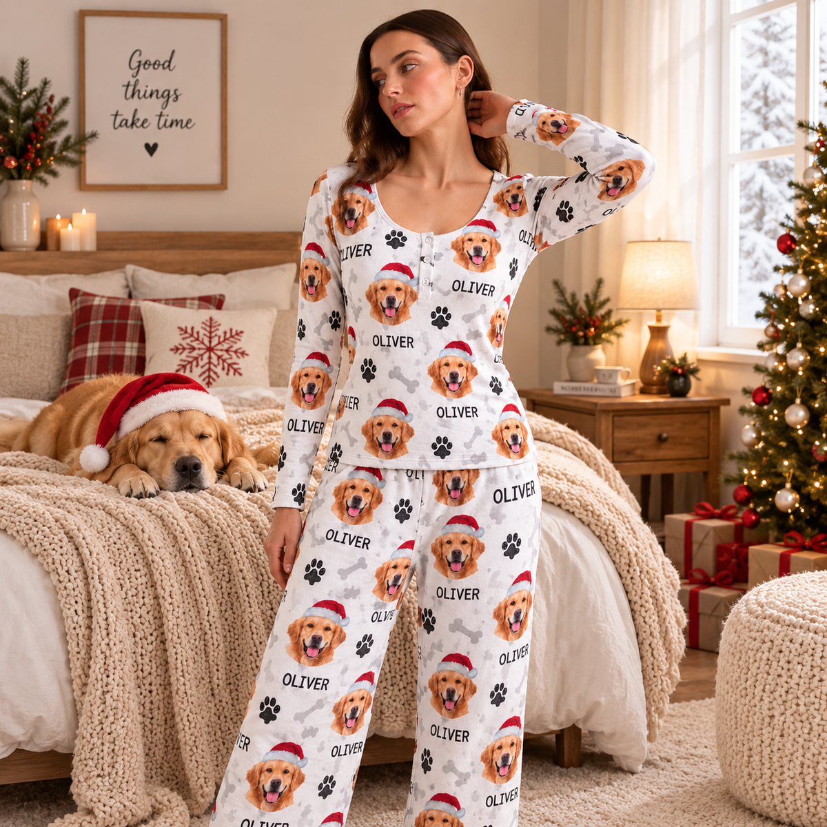 Custom Photo With Dog Cat Paw Women's Sleepwear HO82 903814