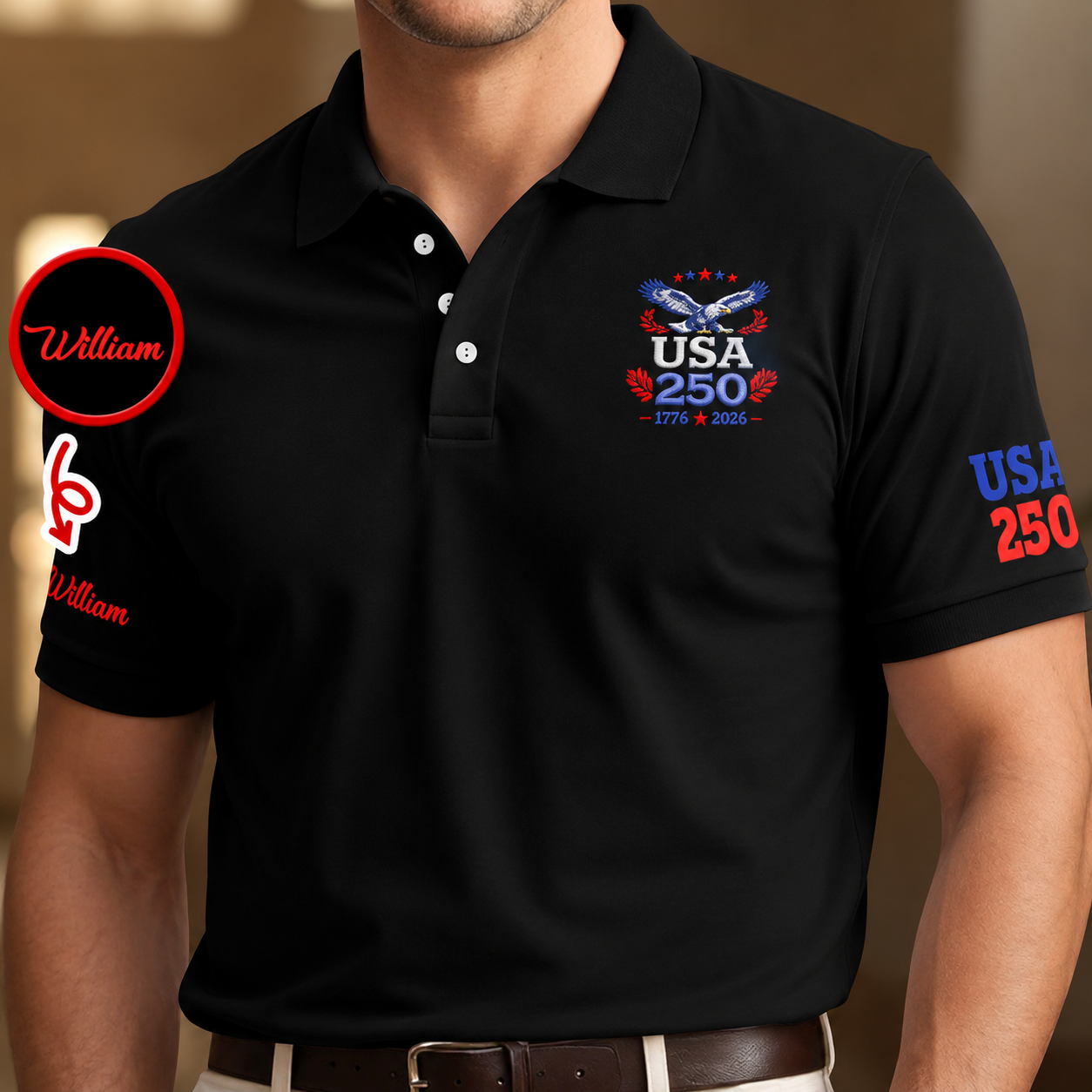 Custom Name USA 250 1776-2026 Polo Shirt TH10 169563