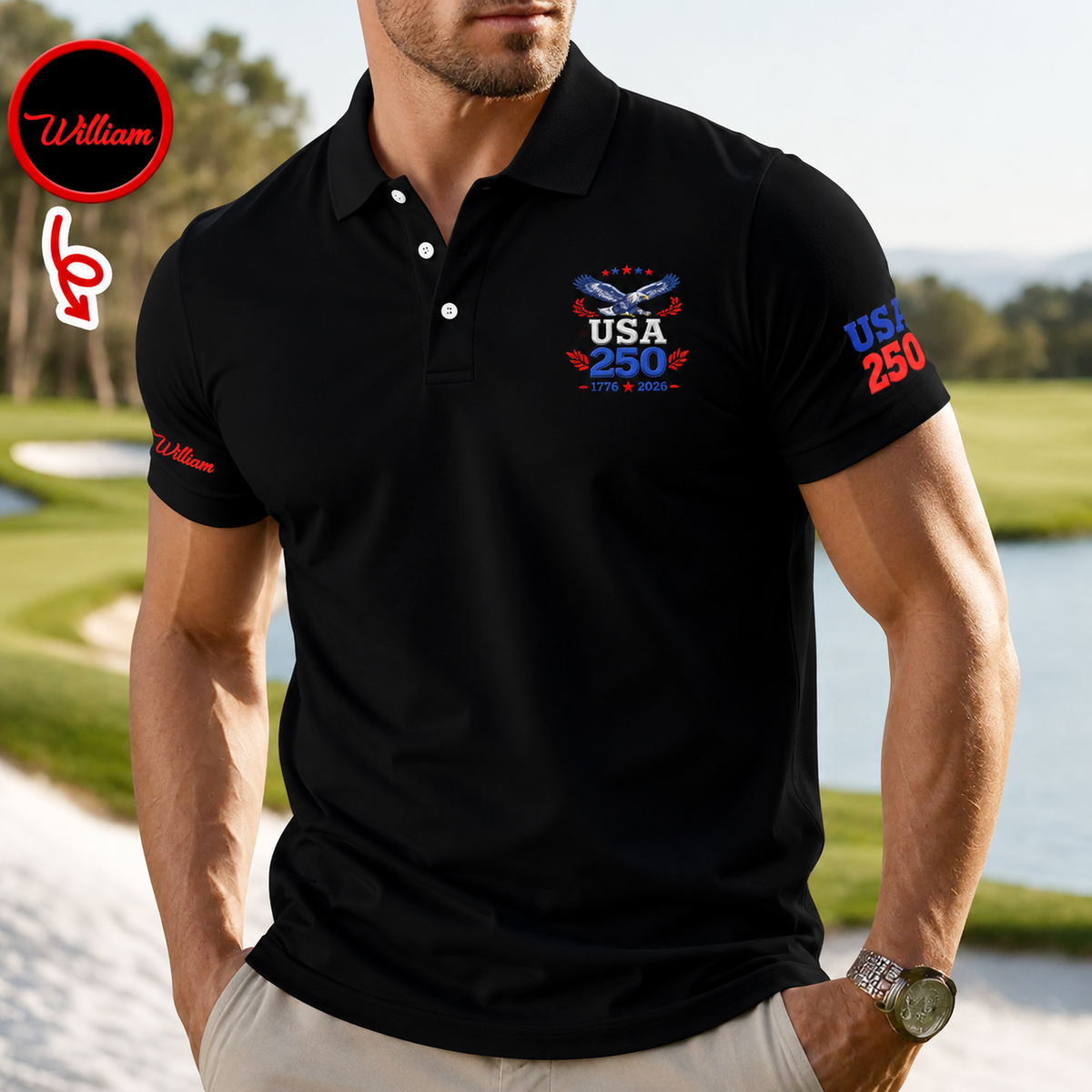 Custom Name USA 250 1776-2026 Polo Shirt TH10 169563