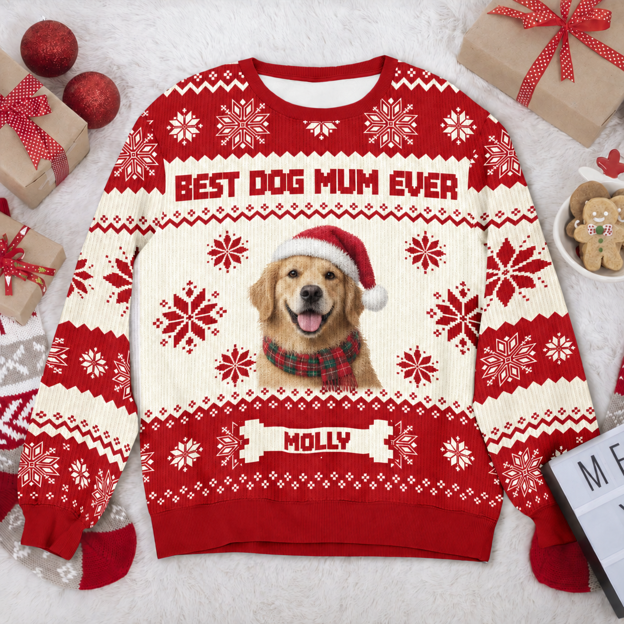 Custom Dog Photo Best Dog Dad, Dog Mom Ever Christmas Ugly Sweater TH10 170953