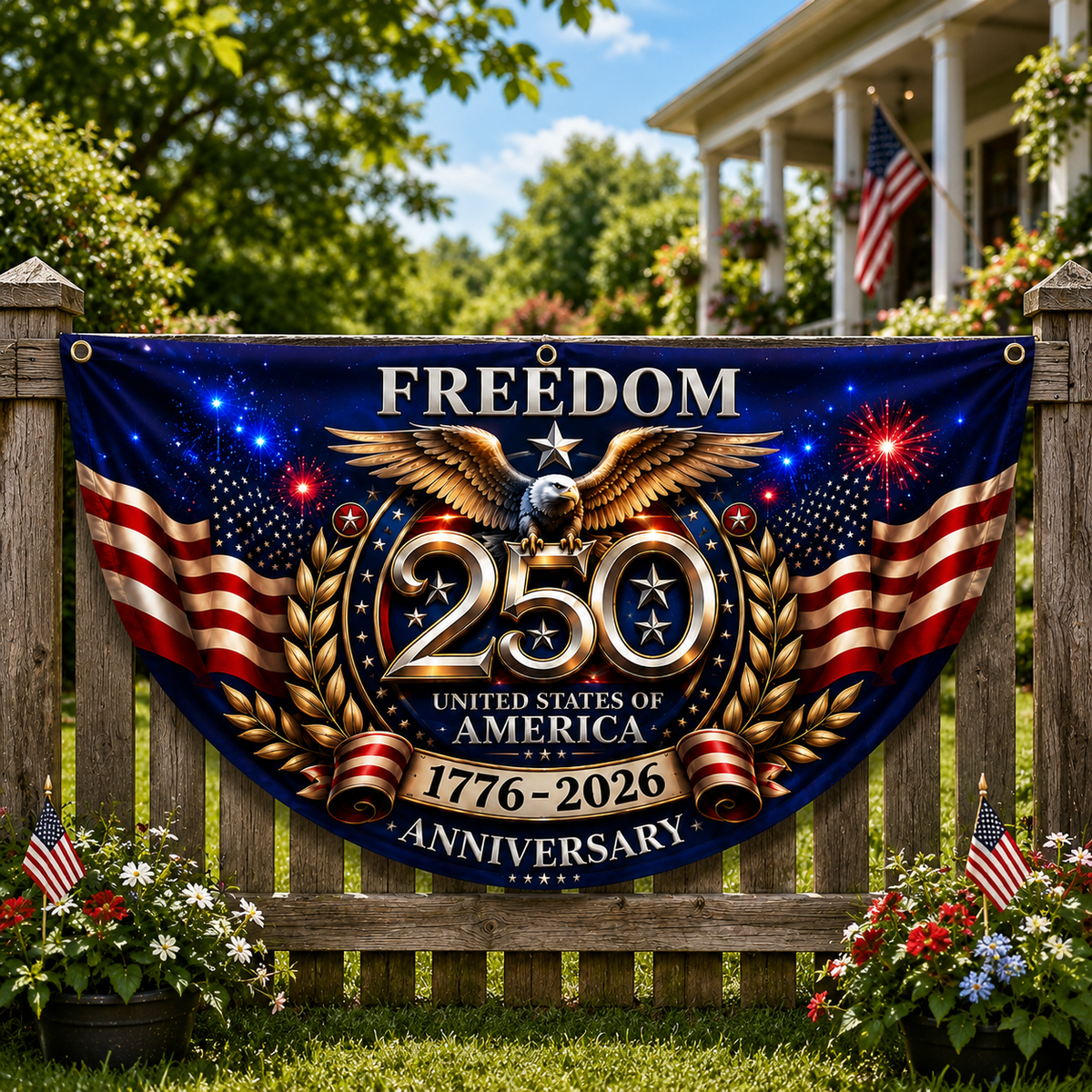USA Eagles 250th Anniversary Semiquincentennial 1776-2026 Non-Pleated Fan Flag HO82 902822
