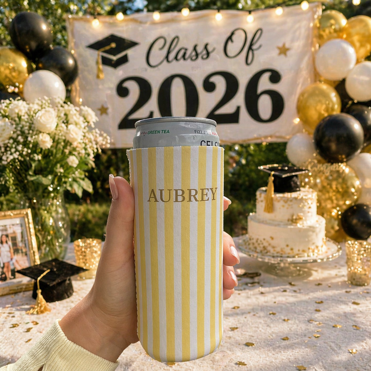 Monogrammed Slim Can Cooler Personalized Name Bachelorette Favor Grandmillennial Skinny Can Cooler TH10 169687