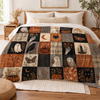 Vintage Patchwork Ghost Owl Black Cat Halloween Flannel Blanket HO82 903806
