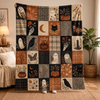 Vintage Patchwork Ghost Owl Black Cat Halloween Flannel Blanket HO82 903806