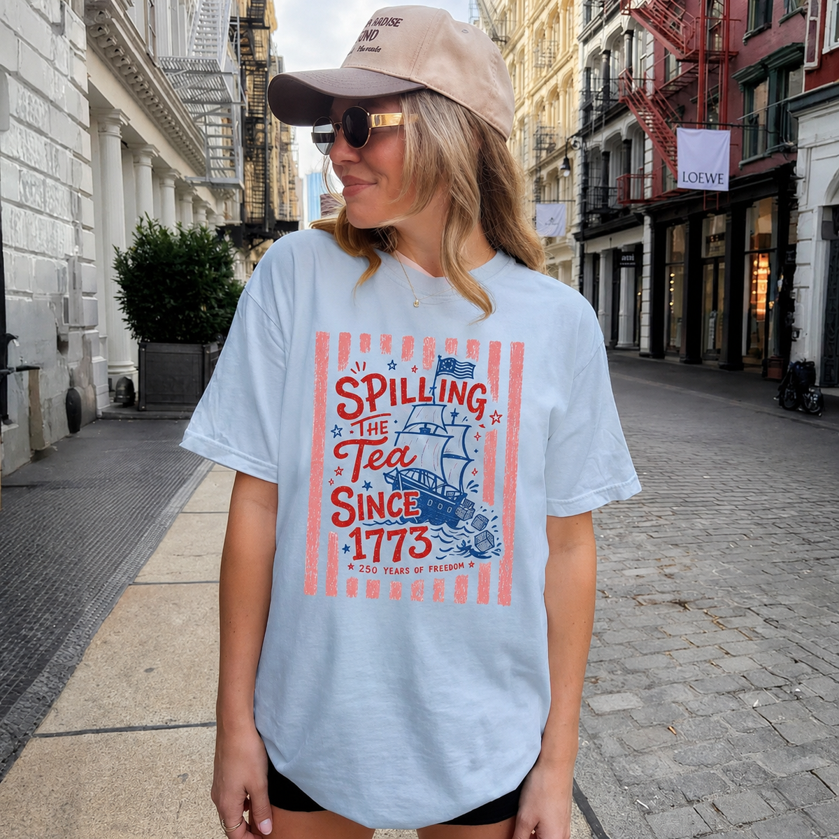 Striped Spilling The Tea Since 1773 Comfort Shirt, 250th Anniversary HO82 902678