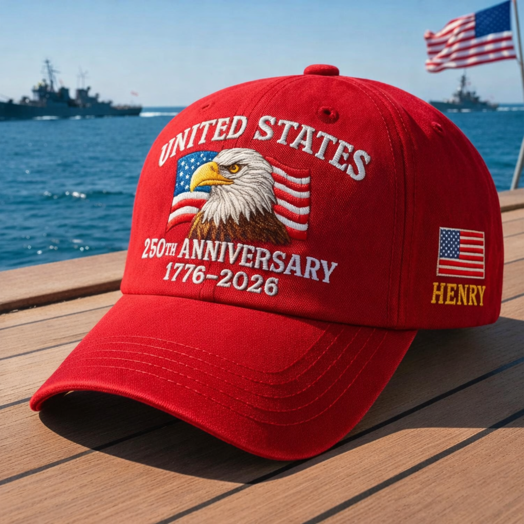 Custom Name United States 250th Anniversary 1776–2026 Eagle Embroidered Cap HO82 902100