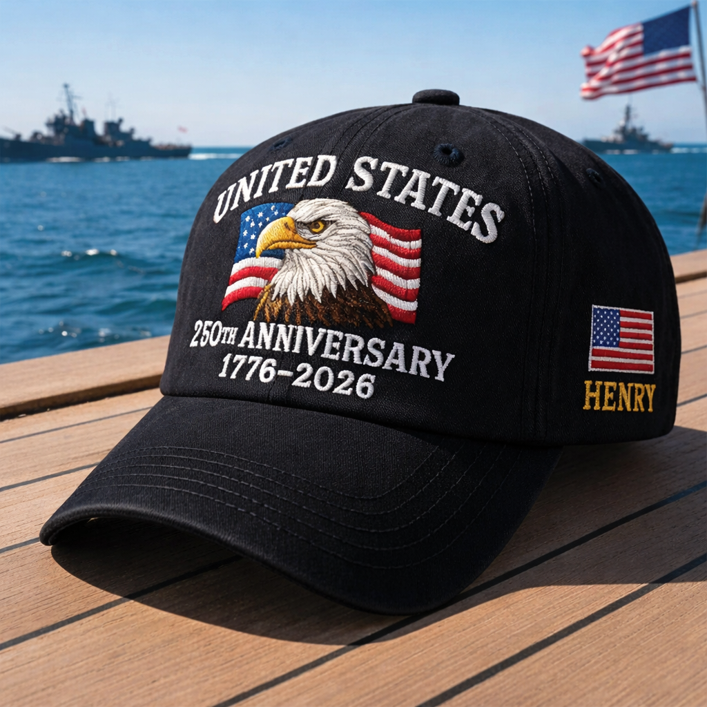 Custom Name United States 250th Anniversary 1776–2026 Eagle Embroidered Cap HO82 902100