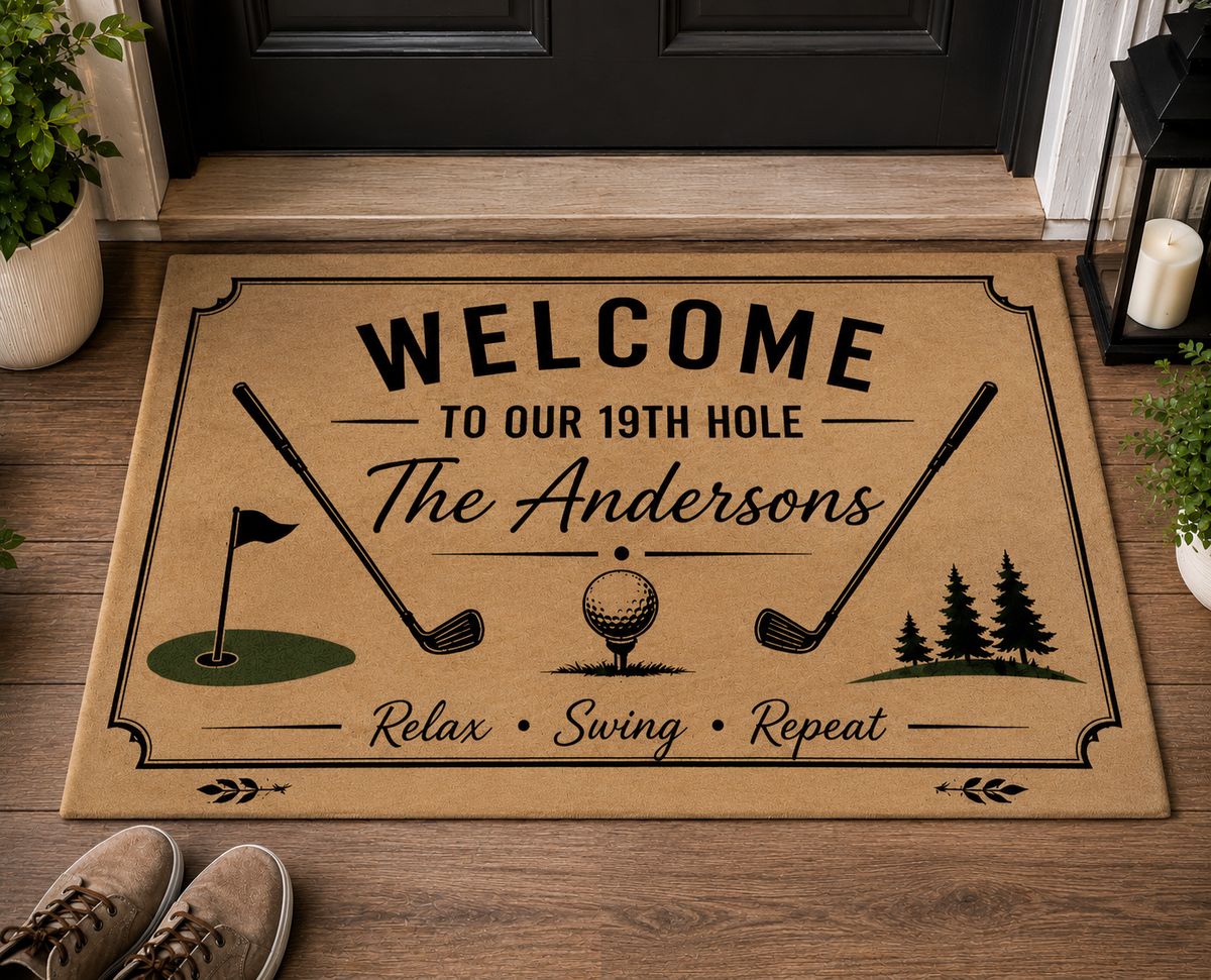 Custom Family Name Welcome To Our 19th Hole Doormat For Golf Lover TH10 169851