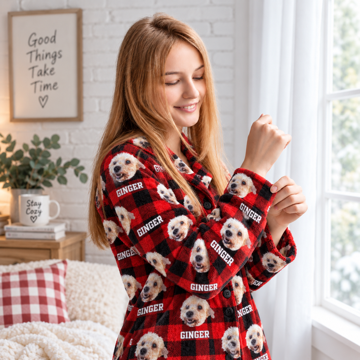 Custom Photo Name Dog Cat Fluffy Loungewear - Christmas Gift For Pet Lovers HO82 903810