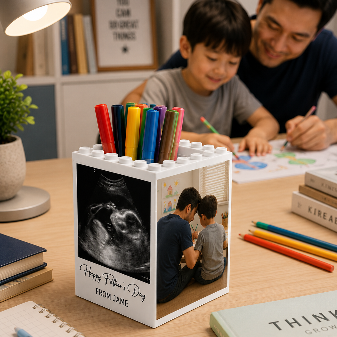 Custom Photo Happy Father's Day Brick Pencil Pot Gift For Family TH10 169991