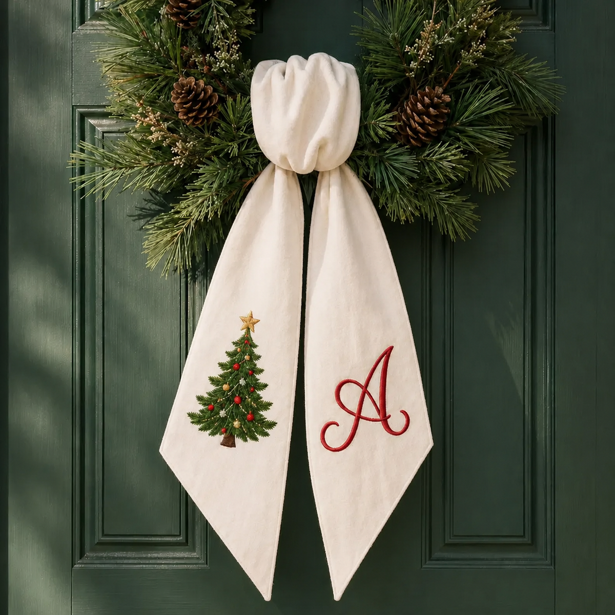 Personalized Custom Name Christmas Wreath Sash For Home Decor TH10 170799