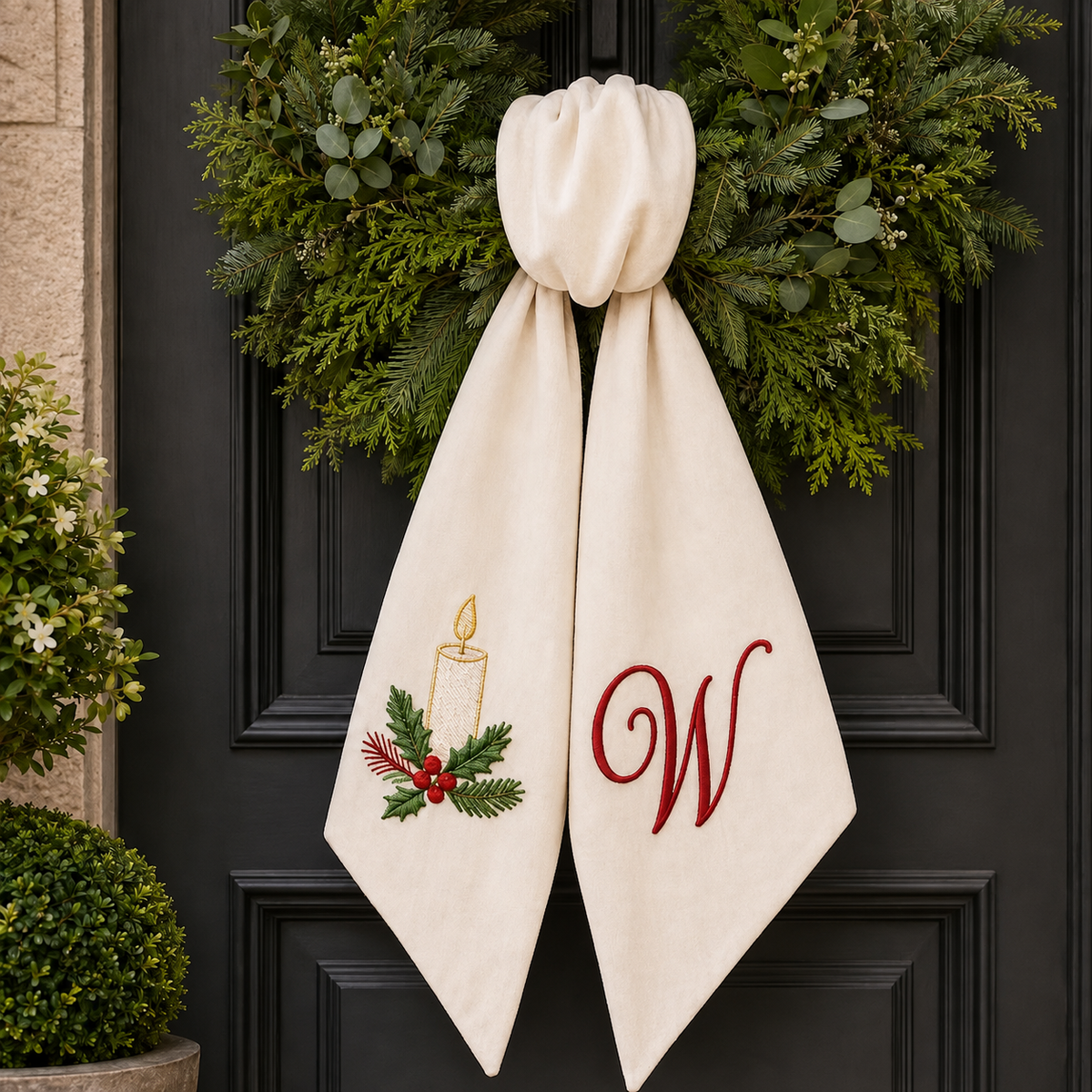 Personalized Custom Name Christmas Wreath Sash For Home Decor TH10 170799