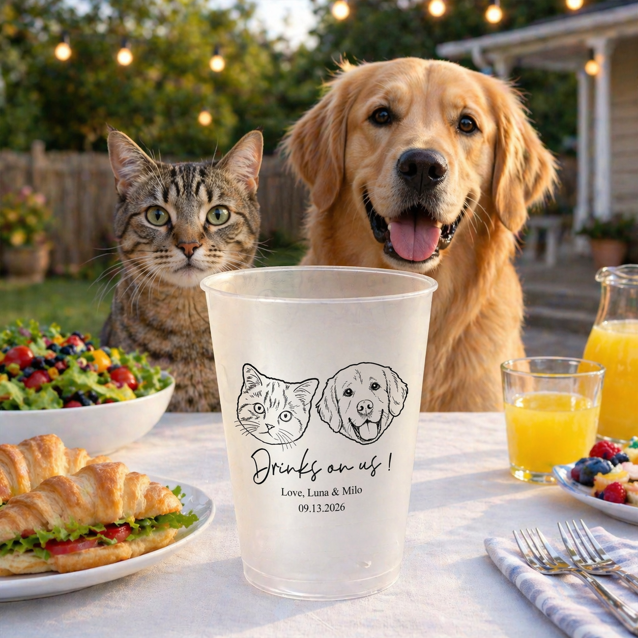 Custom Pet Portrait Wedding Drink Cups Funny Wedding Party Decor Newlywed Gift CH07 911306