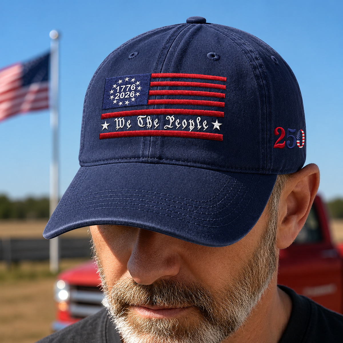 250th Anniversary We The People USA Flag Embroidered Washed Cap CH07 911878