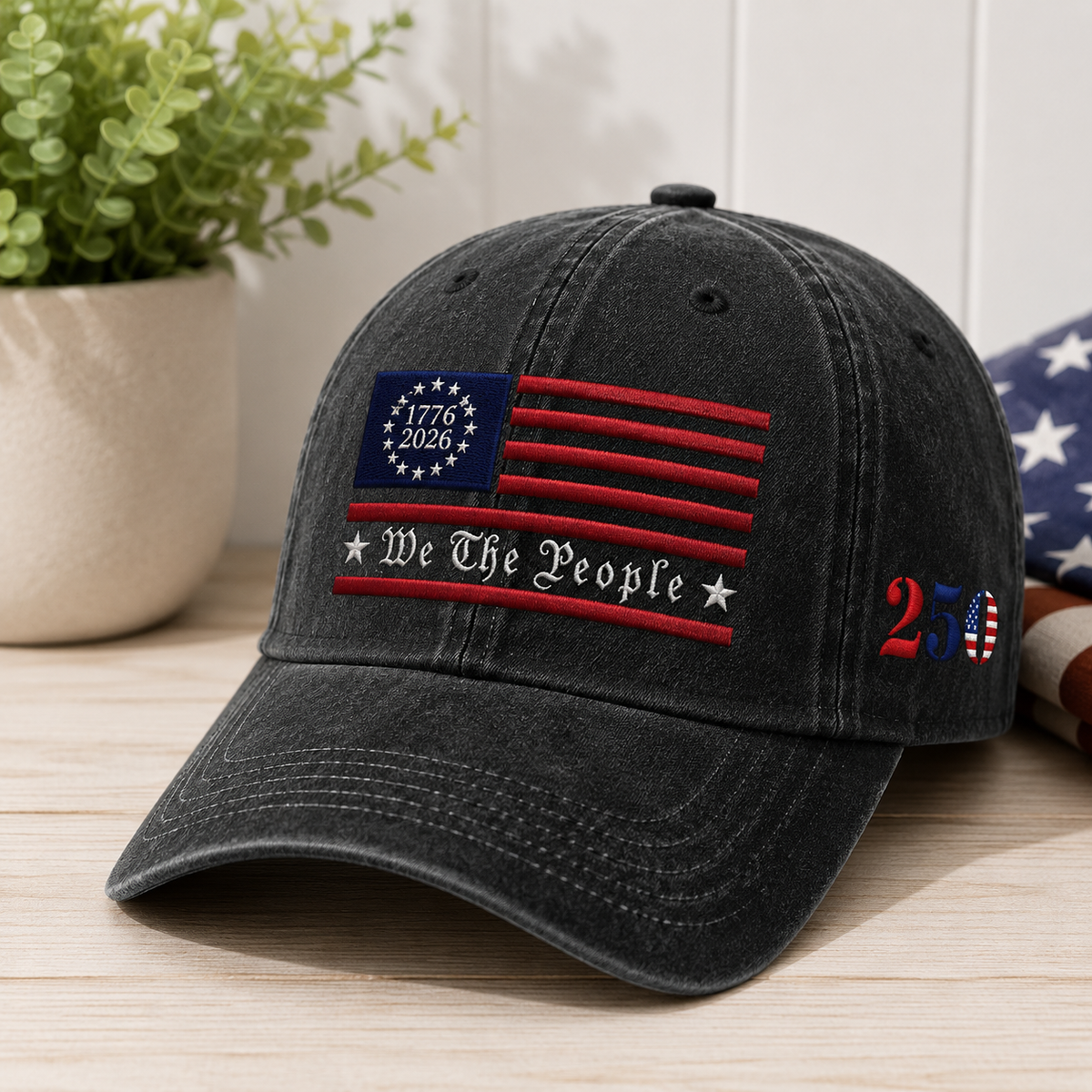 250th Anniversary We The People USA Flag Embroidered Washed Cap CH07 911878