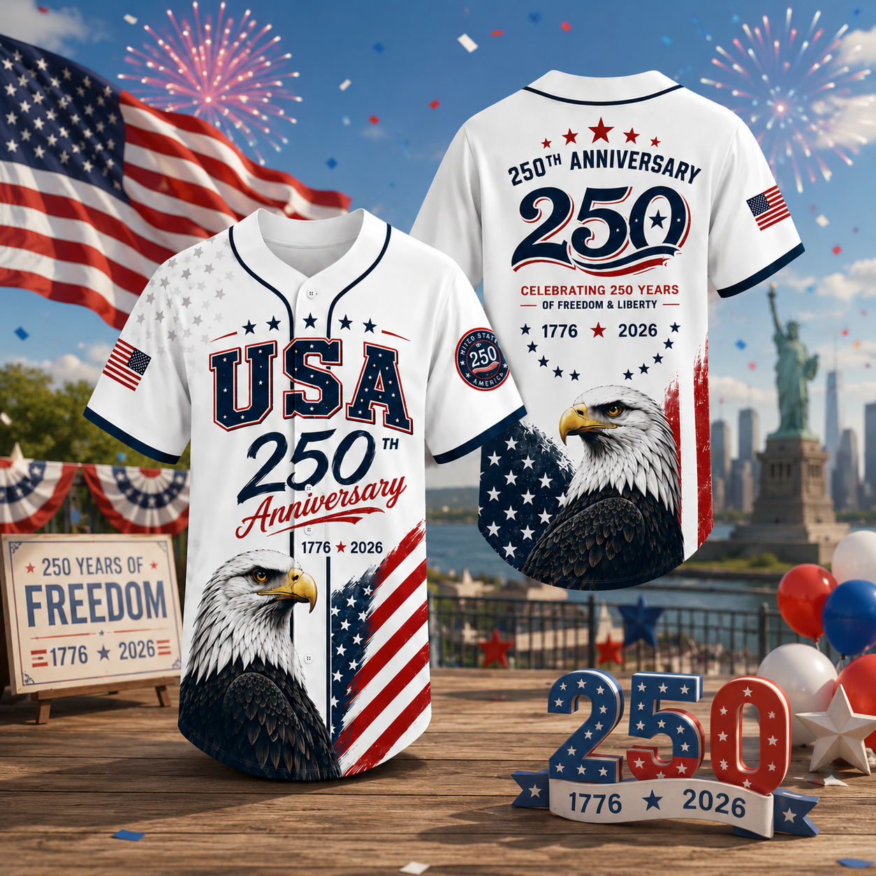 USA 250th Anniversary Baseball Jersey Shirt 4th of July Gift CH07 911834