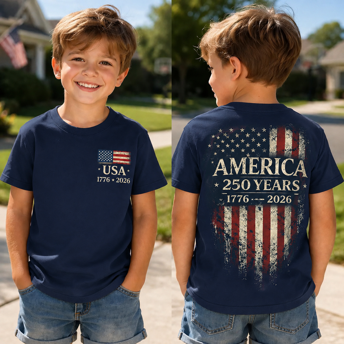 America 1776-2026 250 Years Anniversary Kids Shirt 4th Of July Youth Shirt CH07 911714