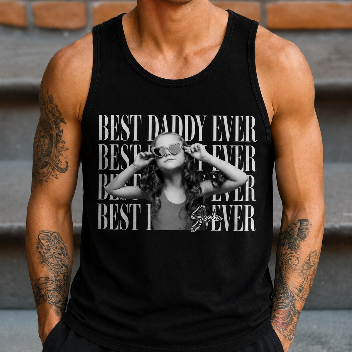 Personalized Vintage Photo Best Dad Mom Ever Tanktop CH07 911704
