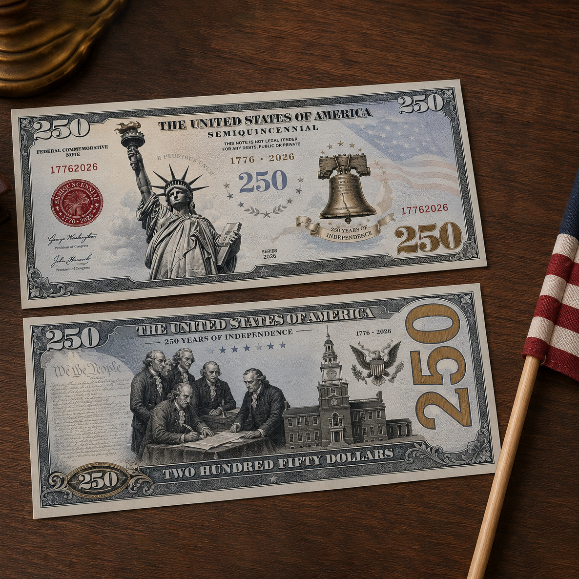Pack of 20 – USA 250th Anniversary Semiquincentennial Commemorative Bills American Freedom Money Funny 4th of July Gift CH07 911828