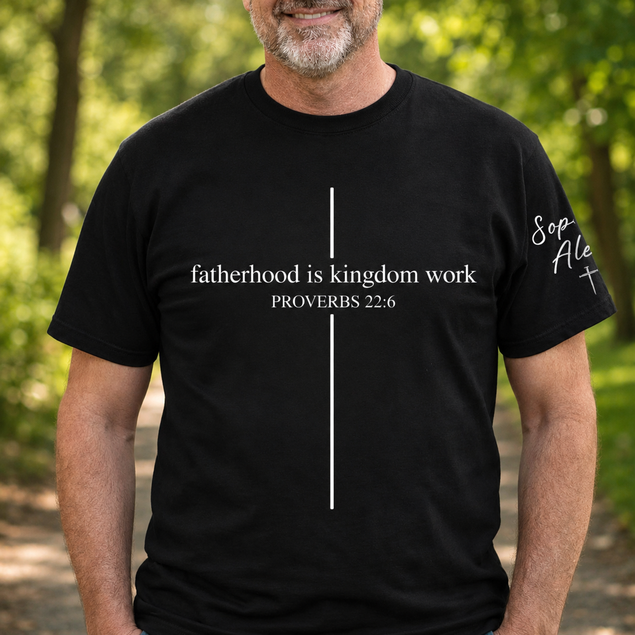 Fatherhood Is Kingdom Work Personalized Sleeve Print Shirt, Custom Dad Shirt with Kids Names CH07 911492