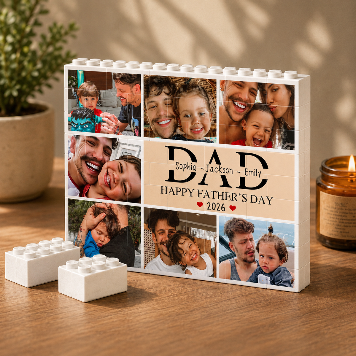 Custom Fathers Day Building Block For Dad Personalized Dad Brick Puzzle With Kids Name & Photo CH07 911594
