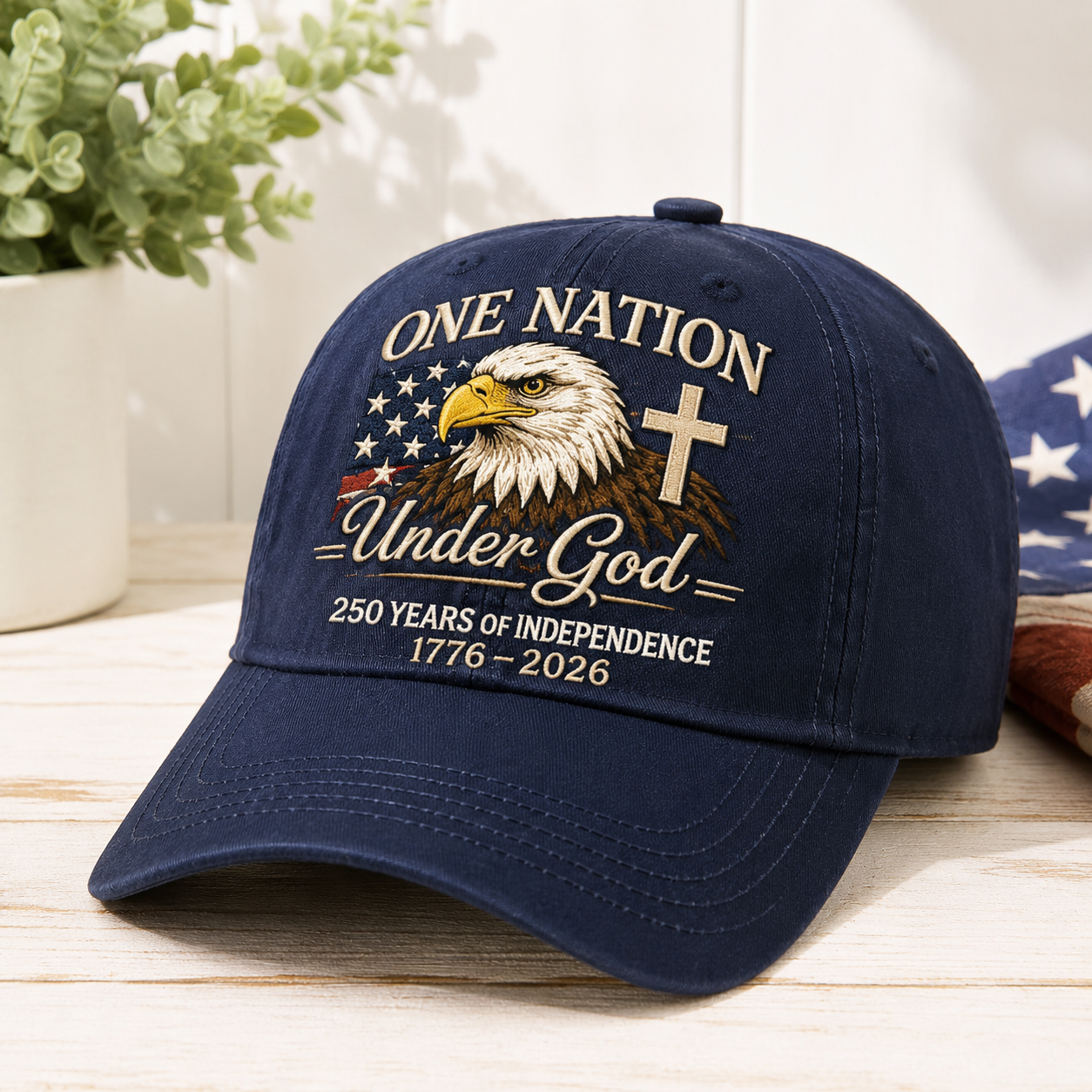 Custom One Nation Under God 250 Years Embroidered Hat Independence Anniversary Gift CH07 911630