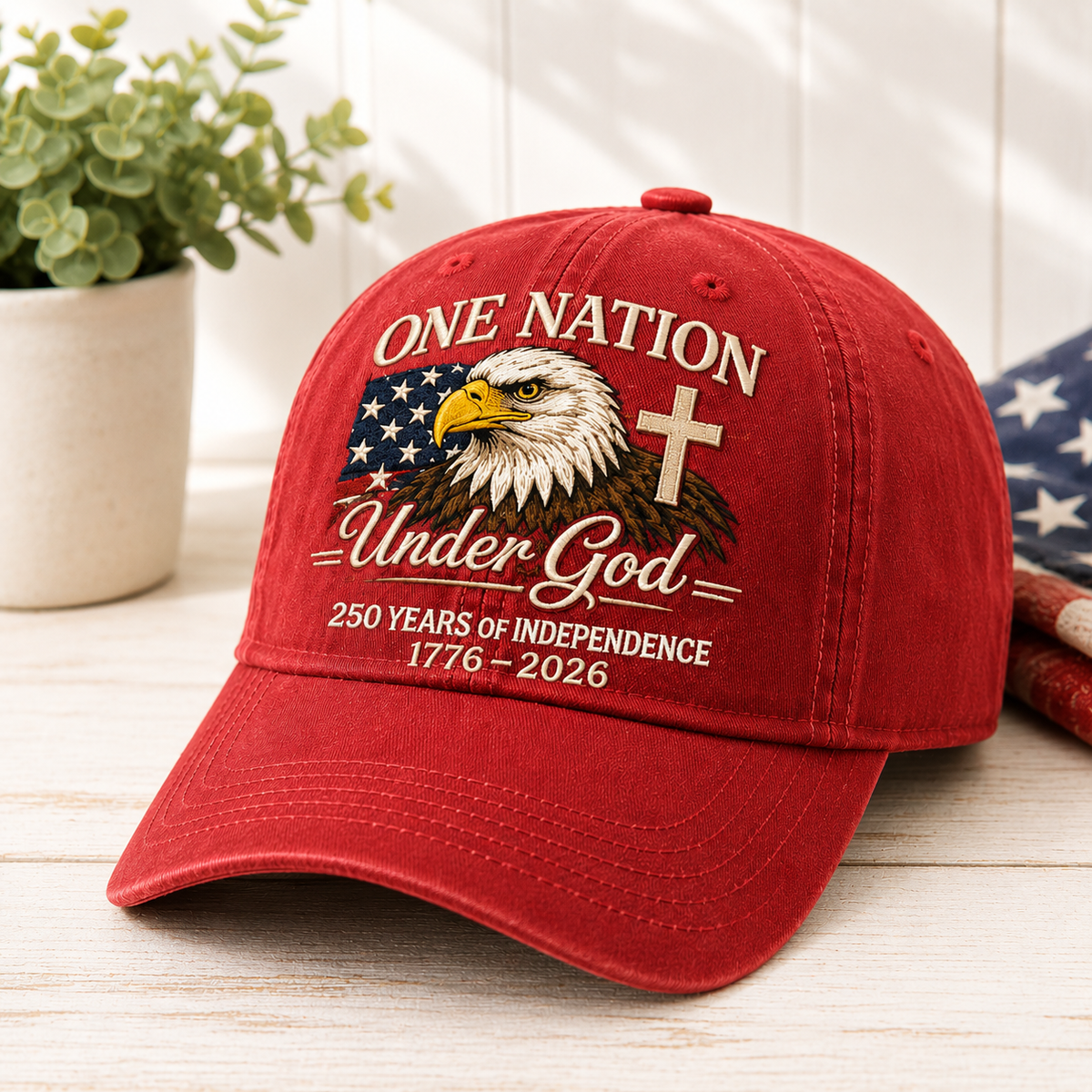 Custom One Nation Under God 250 Years Embroidered Hat Independence Anniversary Gift CH07 911630