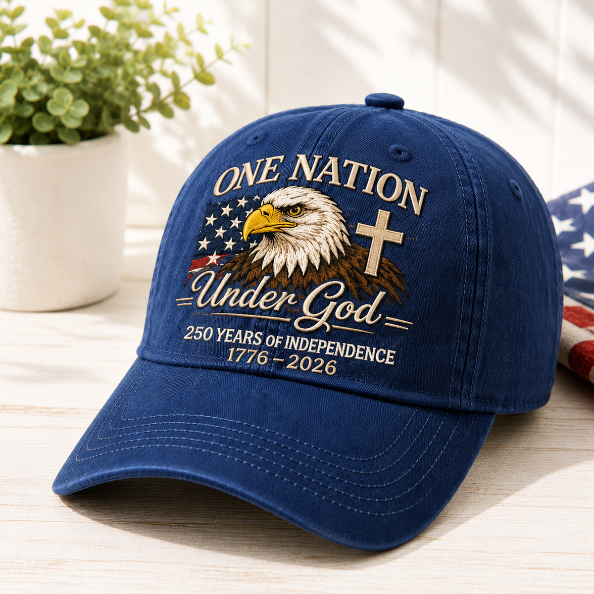 Custom One Nation Under God 250 Years Embroidered Hat Independence Anniversary Gift CH07 911630