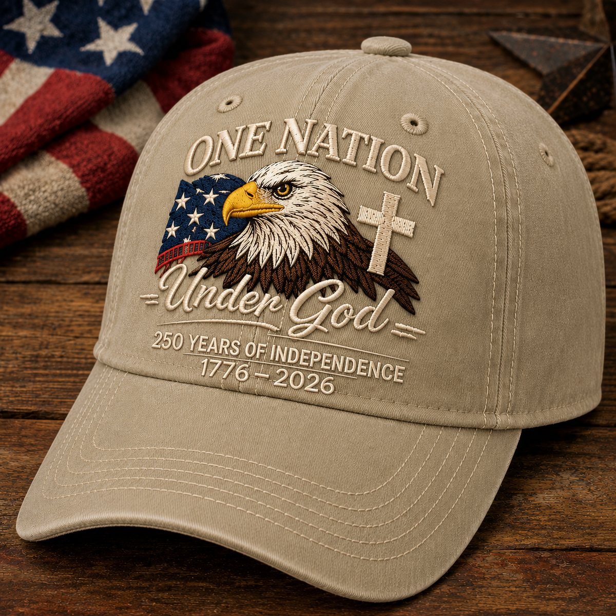 Custom One Nation Under God 250 Years Embroidered Hat Independence Anniversary Gift CH07 911630