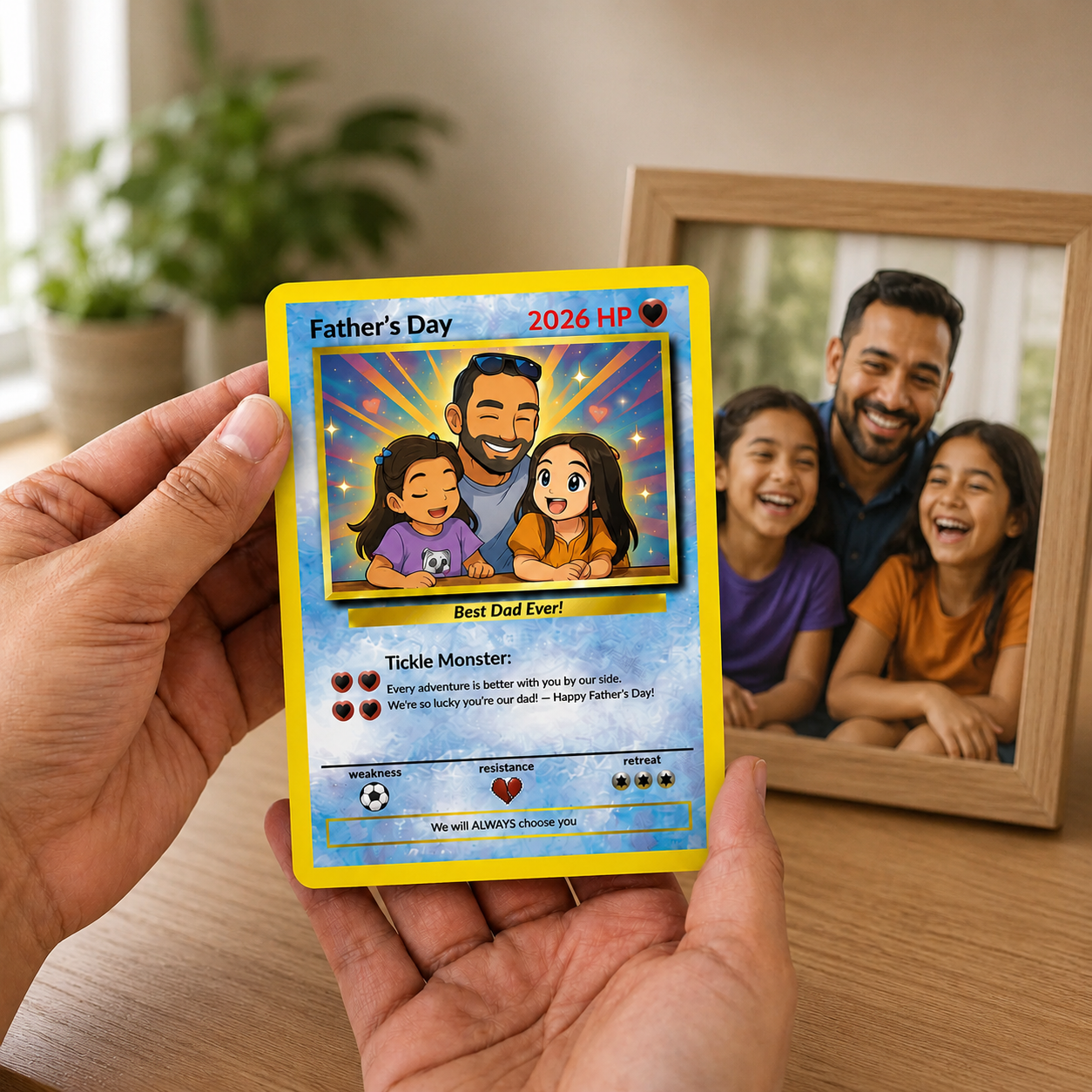 Custom Father's Day Photo Card Best Dad Ever PKM Trainer Card Father's Day Gift CH07 911620