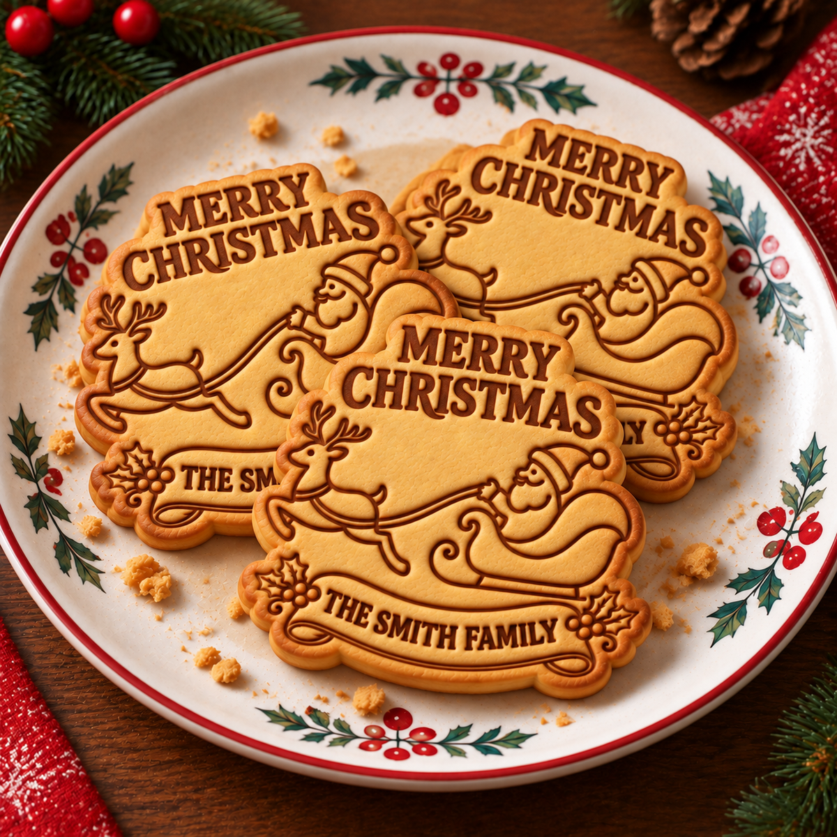 Personalized Merry Christmas Cookie Cutter and Stamp, Personalized Holiday Baking Gift CH07 181038