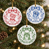 Custom Photo Dog Cat Watercolor Coquette Ceramic Ornament, Personalized Pet Holiday Keepsake HA75 919508