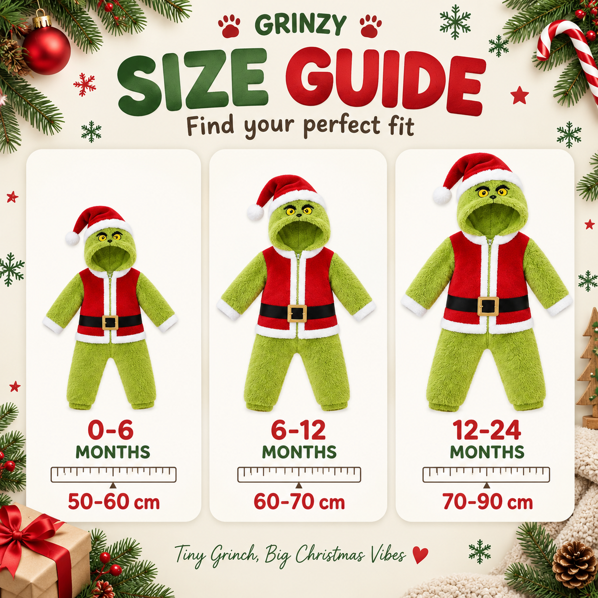 Little Green Baby Onesie Pajamas Funny Baby Christmas Plush Romper CH07 180594