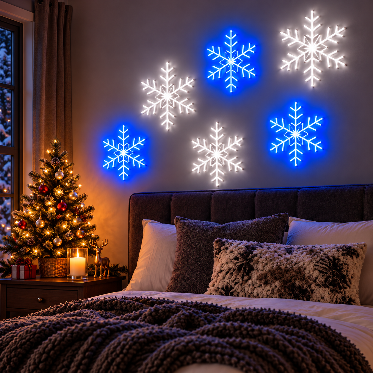 WinterGlow LED Snowflake Wall Lights Christmas Decor CH07 180582