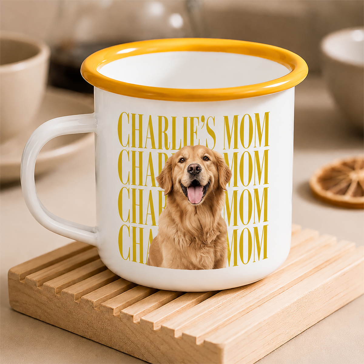 Personalized Vintage Photo Dog Mom Dad 20oz Two-Tone Enamel Mug CH07 911988