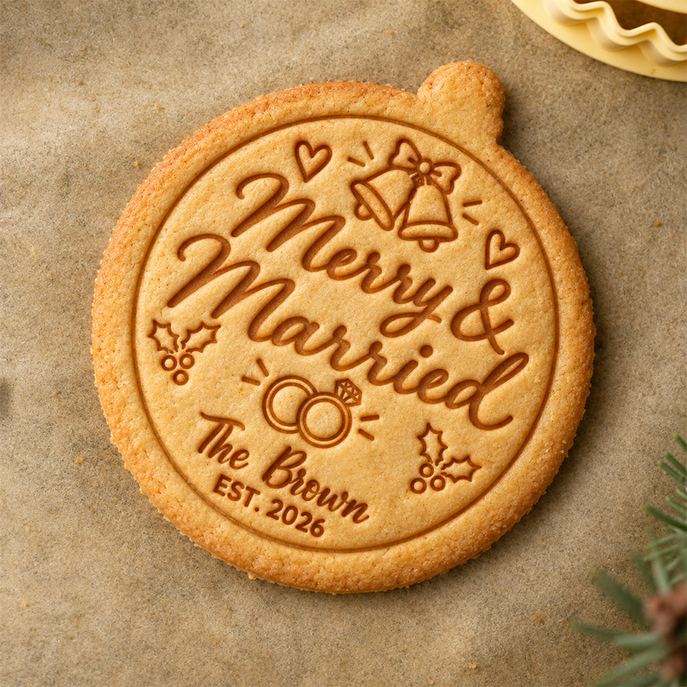 Custom Merry and Married Couples Christmas Cookie Stamp HA75 919070