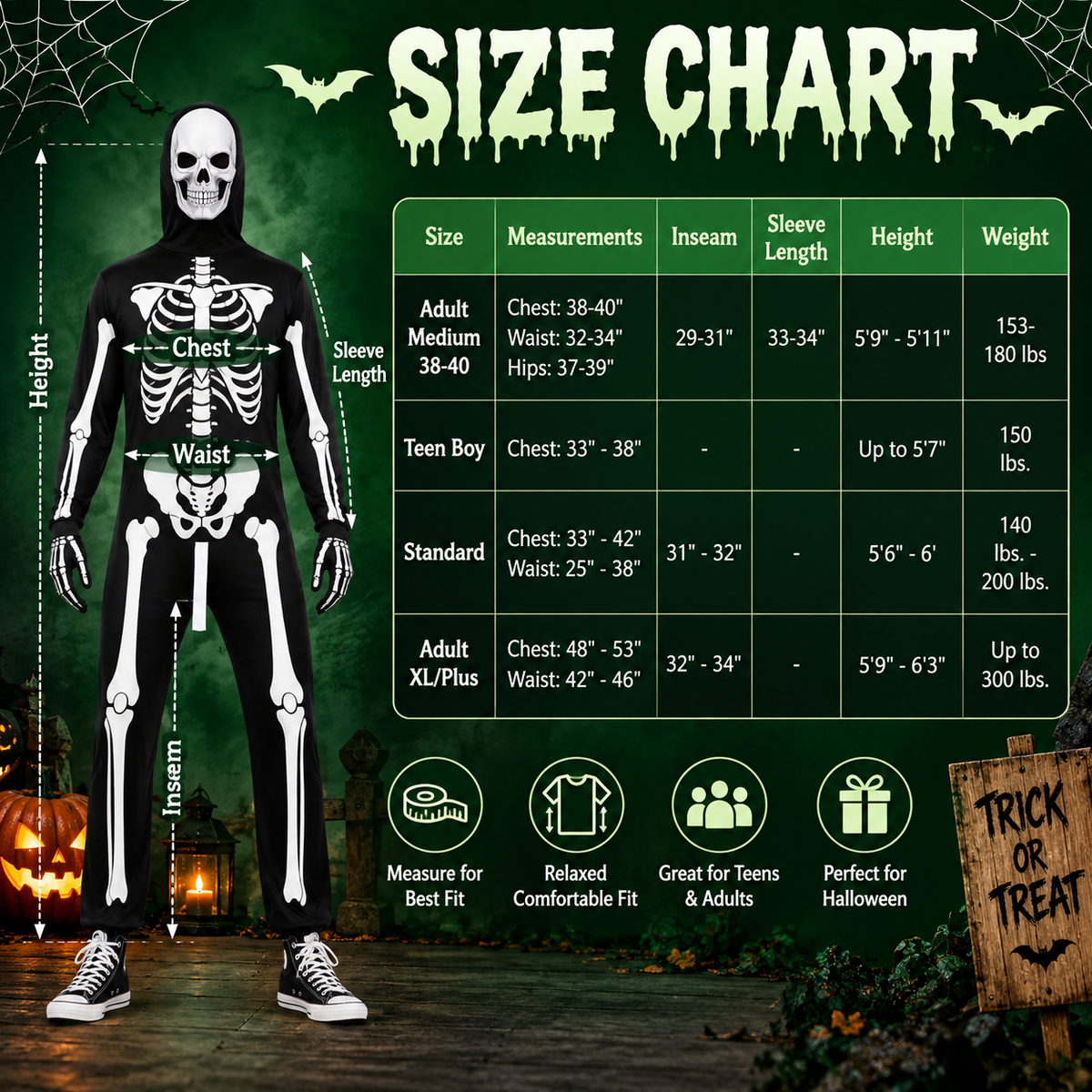 Adult Skeleboner Halloween Onesie Costume Funny Gift CH07 180648