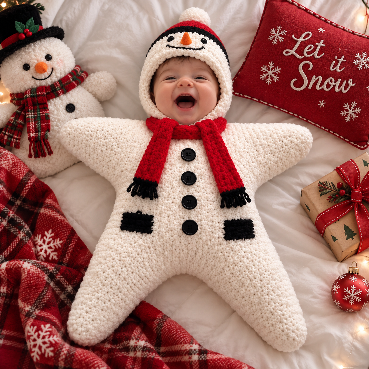 Baby's First Christmas Keepsake Star Crochet Romper Outfit CH07 180650
