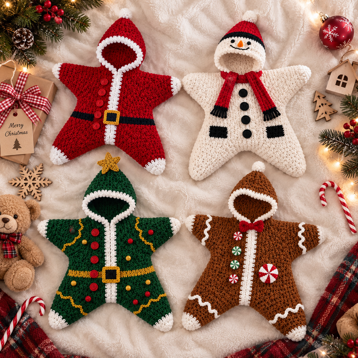 Baby's First Christmas Keepsake Star Crochet Romper Outfit CH07 180650